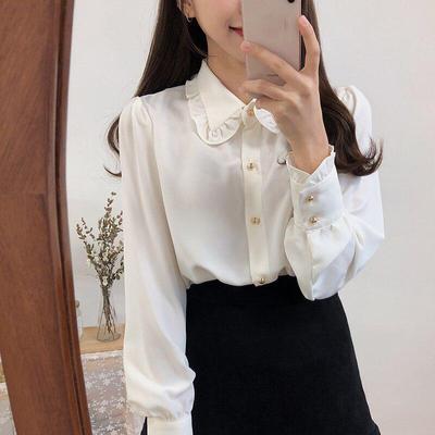 Korean Loose Plus Size Blouse Women Spring Long-Sleeved Chiffon Shirt Women Office Lady Tops Clothing 9820