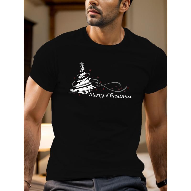 

Merry Christmas Men s Short Sleeve T-shirt Summer T-shirt Top,Cool, Casual 4XL чорний