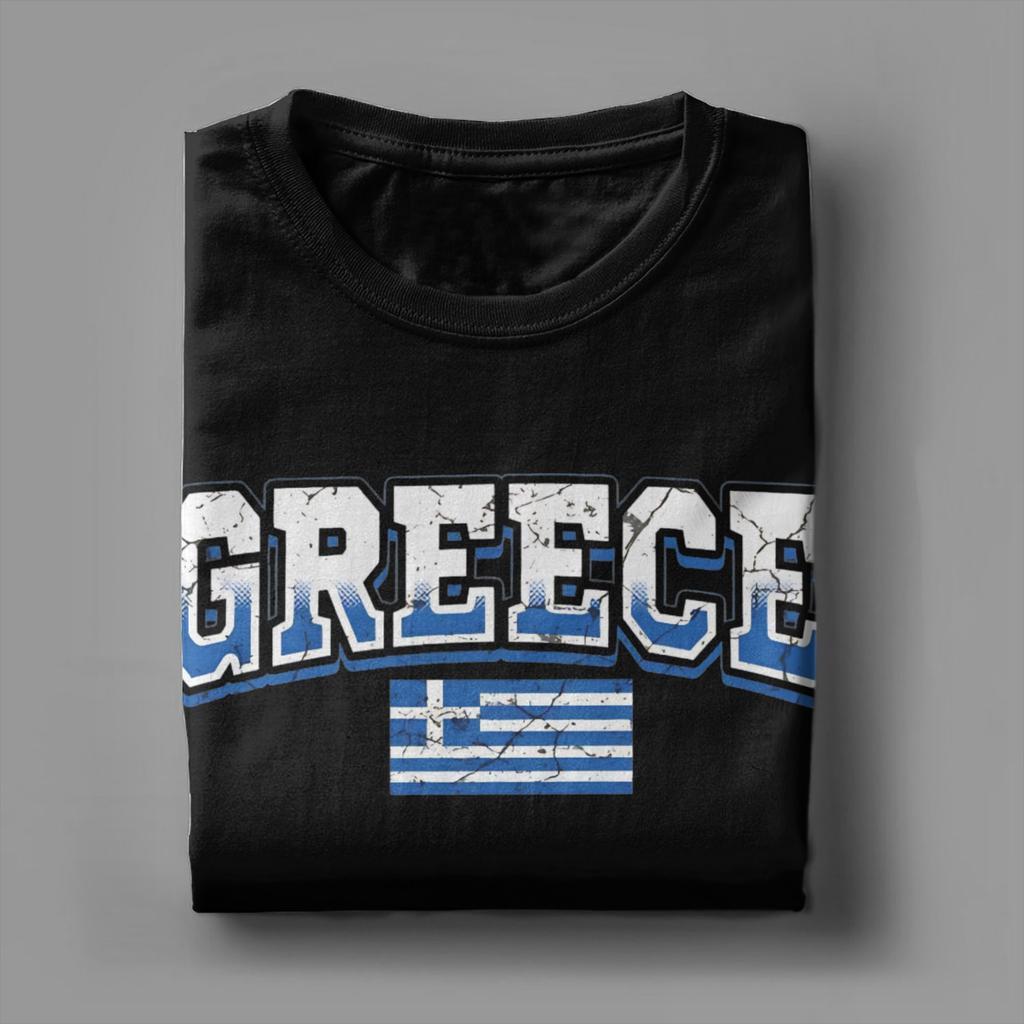 Greek Flag Greece Hellas Hellenic Men T Shirts Novelty Tees Short Sleeve Crewneck TShirts 100 Cotton Plus Size Tops