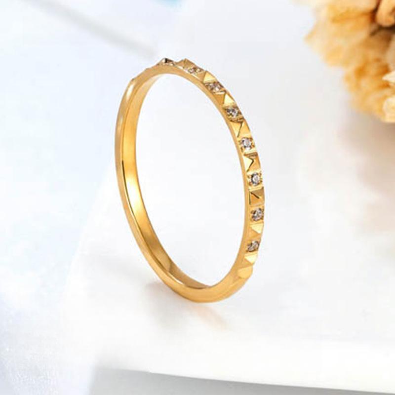 Versiune coreeană Inel pătrat la modă din oțel inoxidabil cu diamant cu unghie salcie pentru femei, simplu, nou, din oțel titan, inel de cuplu