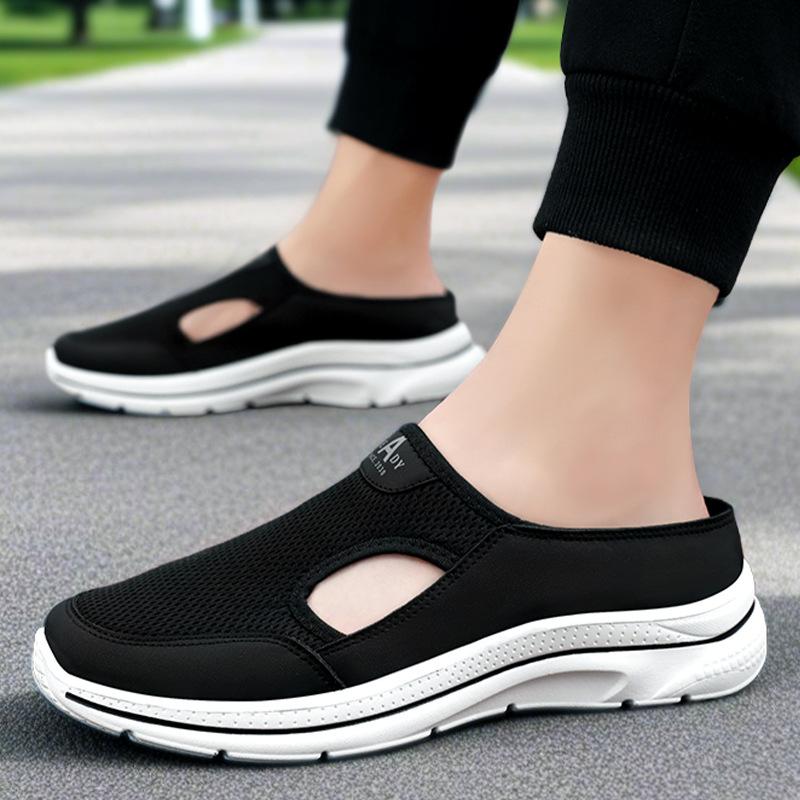 Men's Shoes for Summer Breathable Hollow Casual Shoes for One Foot Soft Sole No Tired Feet Dad's Shoes Old Beijing Half Slippers
