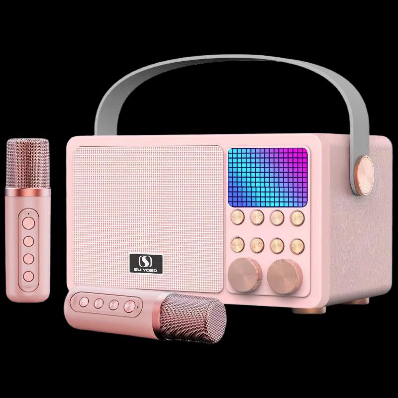 Jiemengzhe K-Song Speaker with Dual Wireless Microphones