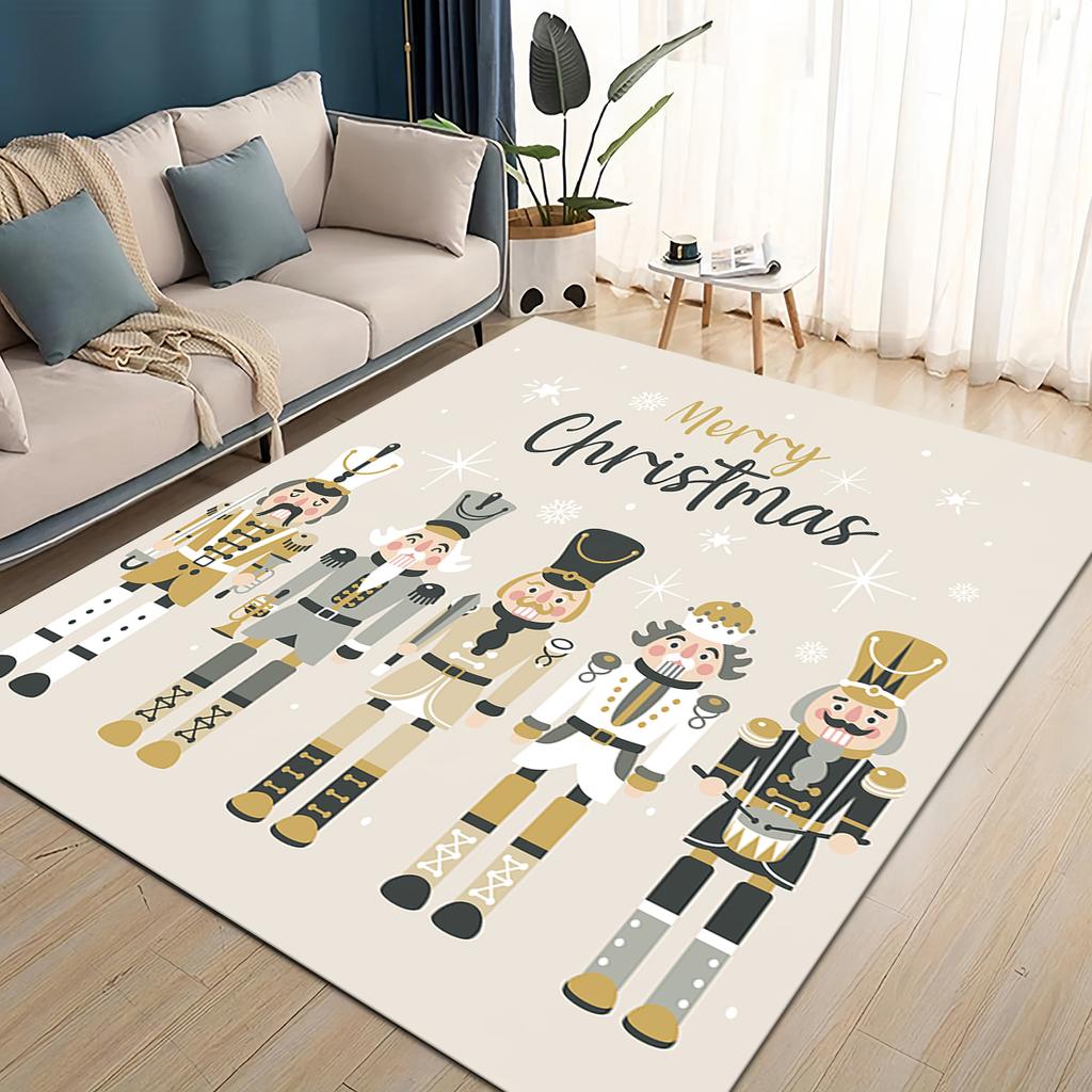Merry Christmas Cartoon The Nutcracker Doll Festival Gift Carpet Rug for Living Room Bedroom Home Sofa Decoration,Non-slip Mat