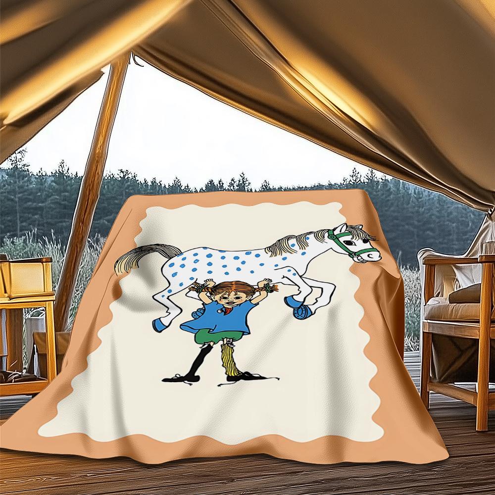 1 Stück Pippi Langstrumpf Outdoor Personalisierte Flanelldecke, Weiche, Leichte Personalisierte Flanelldecke, Digitaldruck,