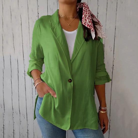 Completo da Donna Cappotto con Risvolto Manica Lunga Monopetto Giacca da Completo Orlo Spaccato Laterale Colore Unito Bottone Singolo Capospalla da Lavoro