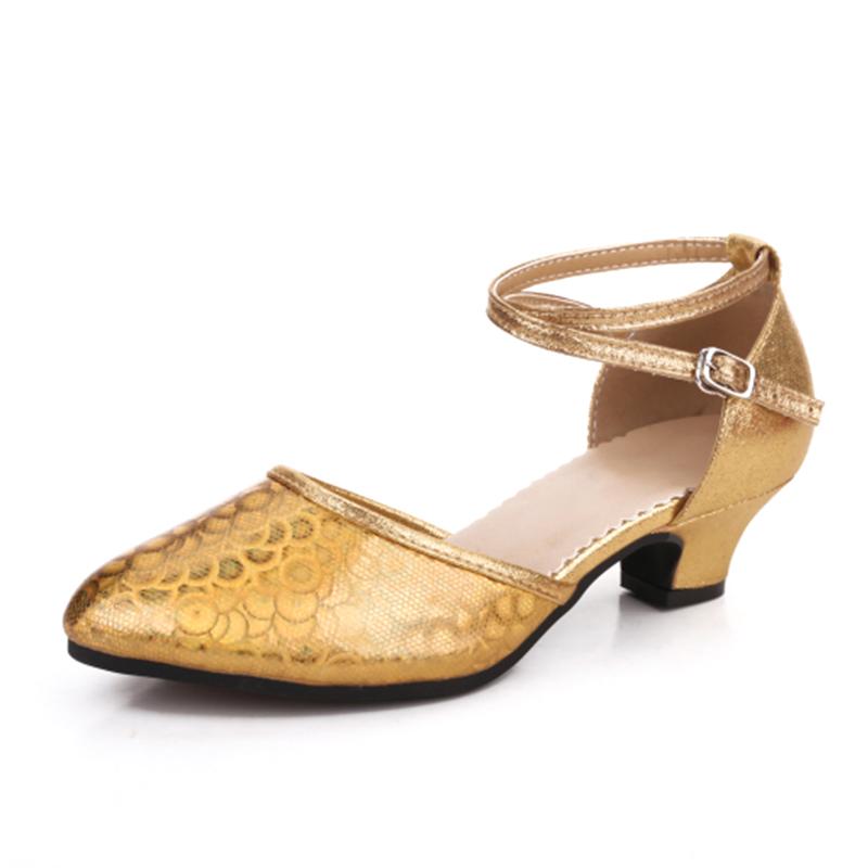 Women Girls Latin Ballroom Party Dance Shoes Tango Waltz Soft Sole Sandals Salsa Closed Toe Dance Shoes Heeled 5.5cm