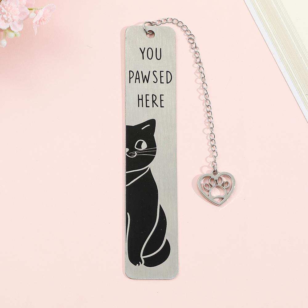 Cute Cat Stainless Steel Pendant Bookmark - Creative Gift