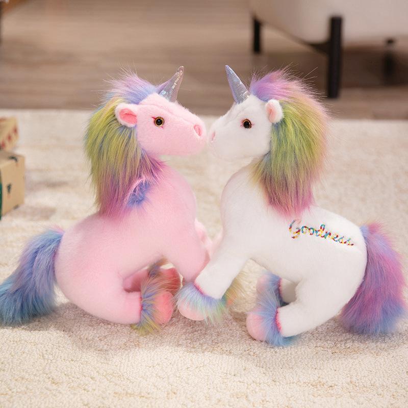 Neue Regenbogen Einhorn Puppe Fliegendes Pferd Puppe Plüschtier Buntes Pony Stoffpuppe