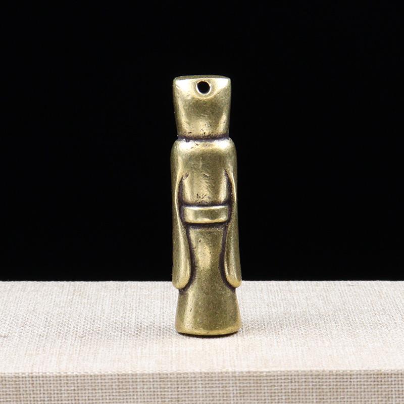 Antique Solid Brass Weng Zhong Small Ornaments Pendant Vintage Copper Car Motorcycle Keychain Retro Accessory Collectibles Gifts