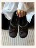 Xiaoxiangfeng pink round head thick heel silver Mary Jane shoes bow single shoes women's skirt ballet high heels