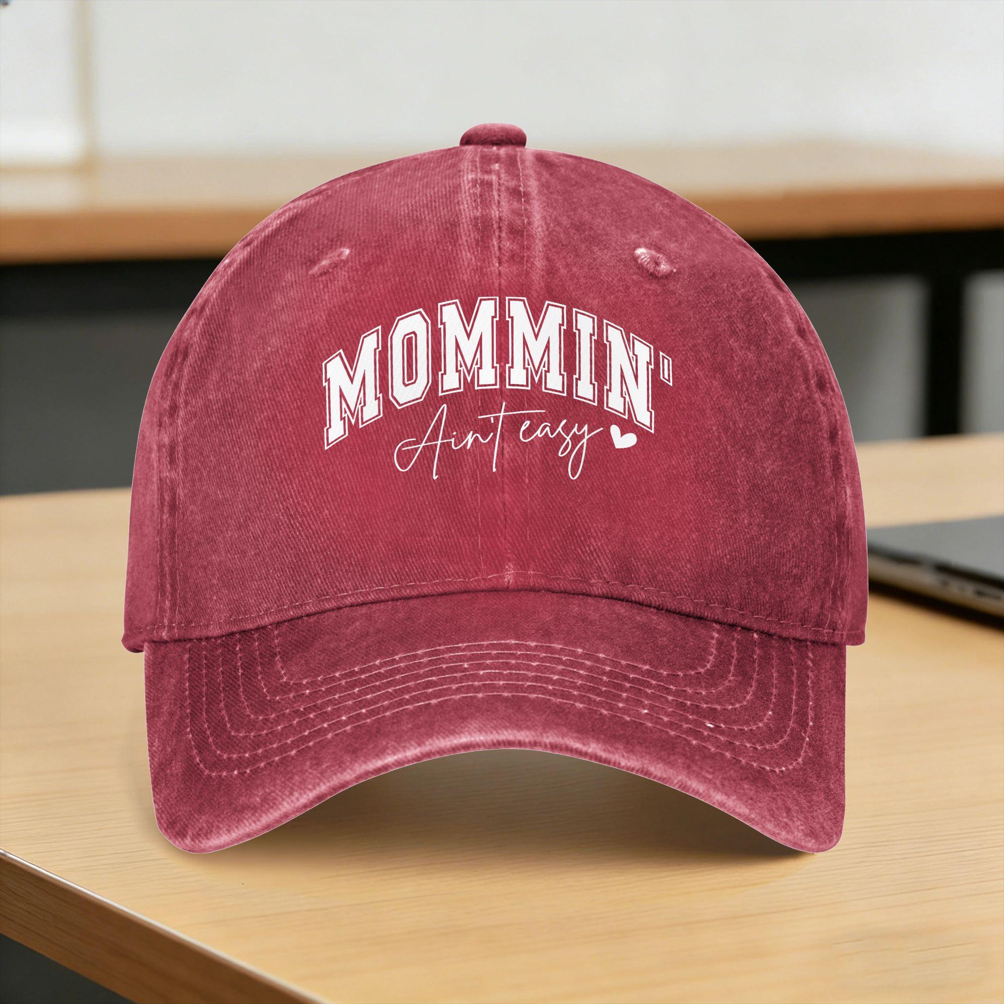 Mommin Funny Mom Life Mothers Day Washed Baseball Cap Fitted Retro Sun Trucker Hat Summer Unisex Adult Running Baseball Caps One Size