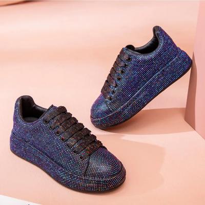 Flat Heeled Board Shoes Women's New Fashionable Night Sky Gradient Rhinestone Thick Sole Casual Womens Trendy Shoes Sneaker