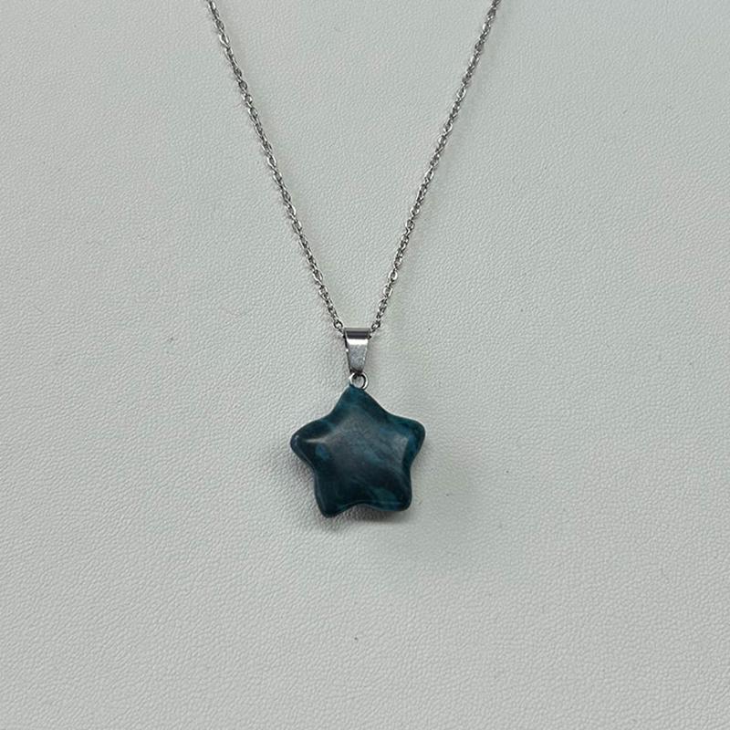 1pc Natural Stone Pendant Five-pointed Star Shape Amethyst Lapis Lazuli Lady Charm Necklace Jewelry Gifts Pendant