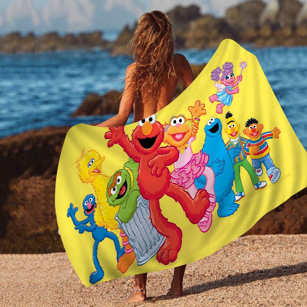 Cartoon S-Sesame Cookies S-Street Bath Towel Microfiber Soft Water Absorbing Breathable For Girl Kids Decorative Beach Towel