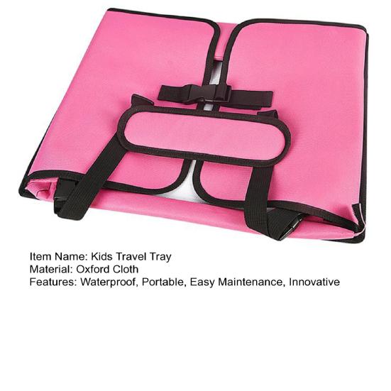 Kids Travel Tray for Car Seat Airplane Toddler Foldable Lap Tray with Water Bottle Holder Mesh Bag for Travel Activities Road Trip