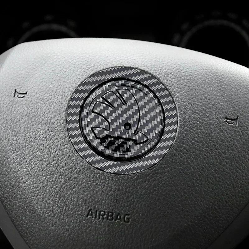 DPO3 4.6cm for Skoda Logo Yeti Kodiaq Rapid Fabia Laura Superb VRS Octavia Karoq ABS Car Interior Steering Wheel Center Sticker