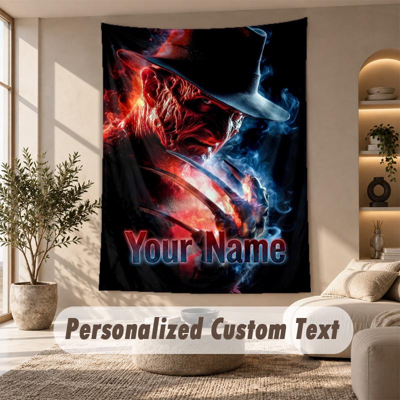 Tapestry Custom Name Text, Wall Hanging Tapestry Home Room DecorA Nightmare on Elm Street Freddy Krueger