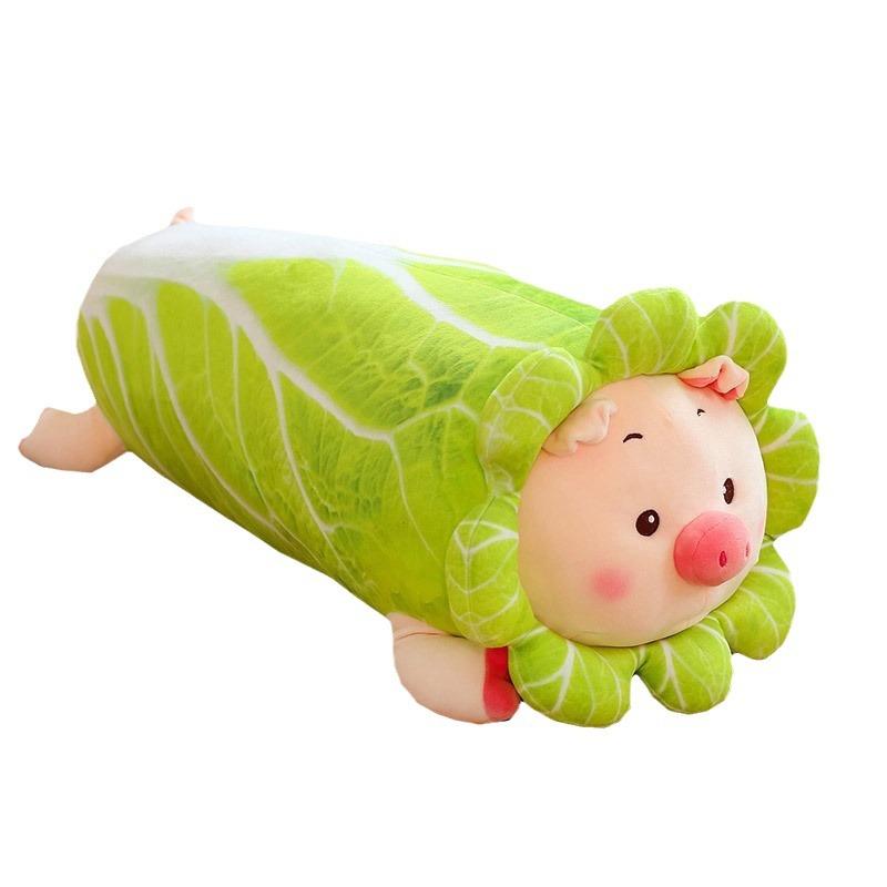 New Cabbage Pig Strip Throw Pillow Doll Cute Pig Doll Plush Toy Girl Sleeping Bed Throw Pillow