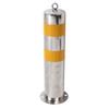 Safety Bollard Post Stainless Steel 55cm Parking Pile Barrier with Yellow Reflective Strip for Road