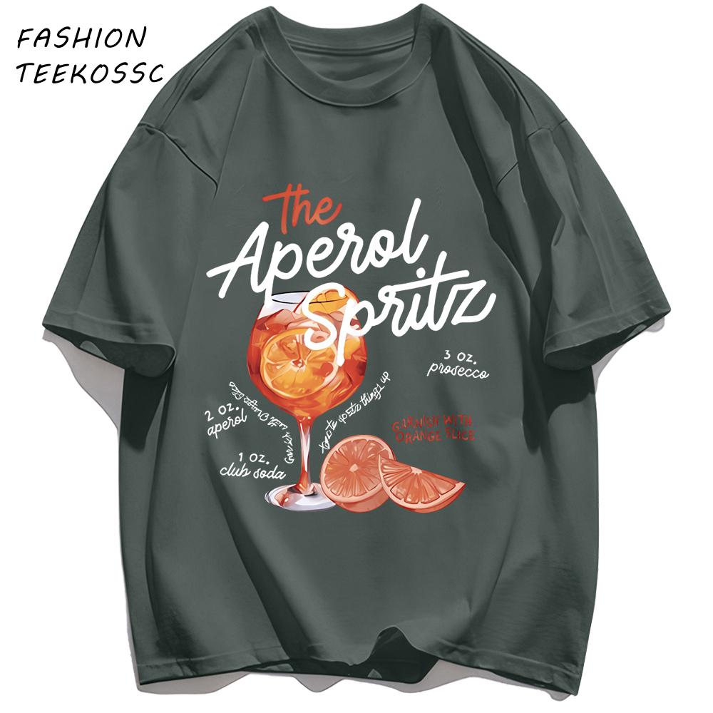 Orange Slice Red Wine Goblet Print TShirts Men Colour ONeck T Shirt Cotton Oversized Top Unisex AllMatch Casual Streetwear