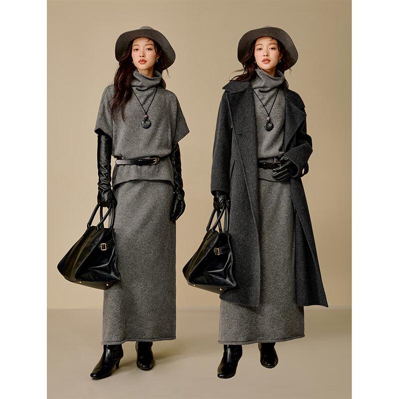 INMAN Damen Rollkragenponcho Wollpullover