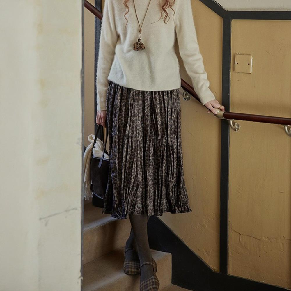 Peulaudeumali Pm_Leopard Banding Skirt