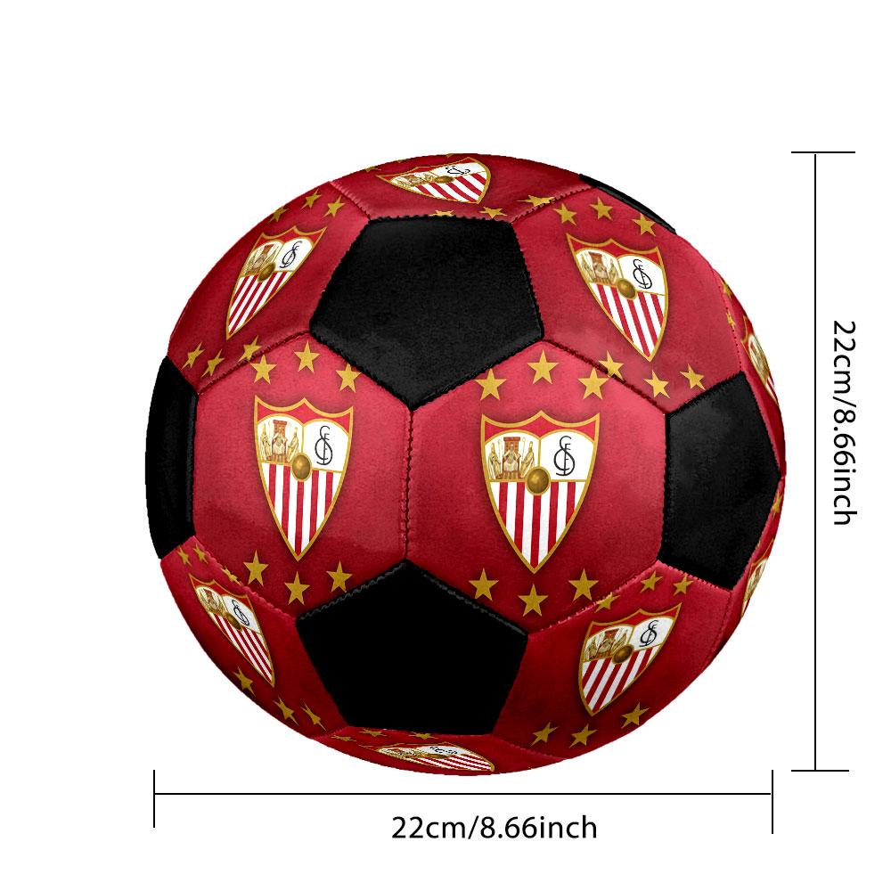 1 PZ Logo Sevilla FC Pallone da calcio taglia 5 Pallone da calcio indoor Praha Colorato Per tutte le età Cucito a macchina PVC Pronto per la competizione Resistente Rimbalzo elevato