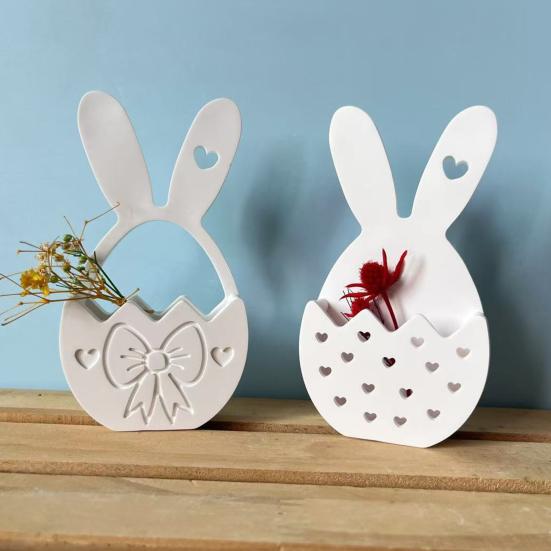 Silicone Easter Bunny Mold Flexible Flower Basket Casting Mold for Epoxy Plaster Wax DIY 3D Easter Decorations And Crafts Gift