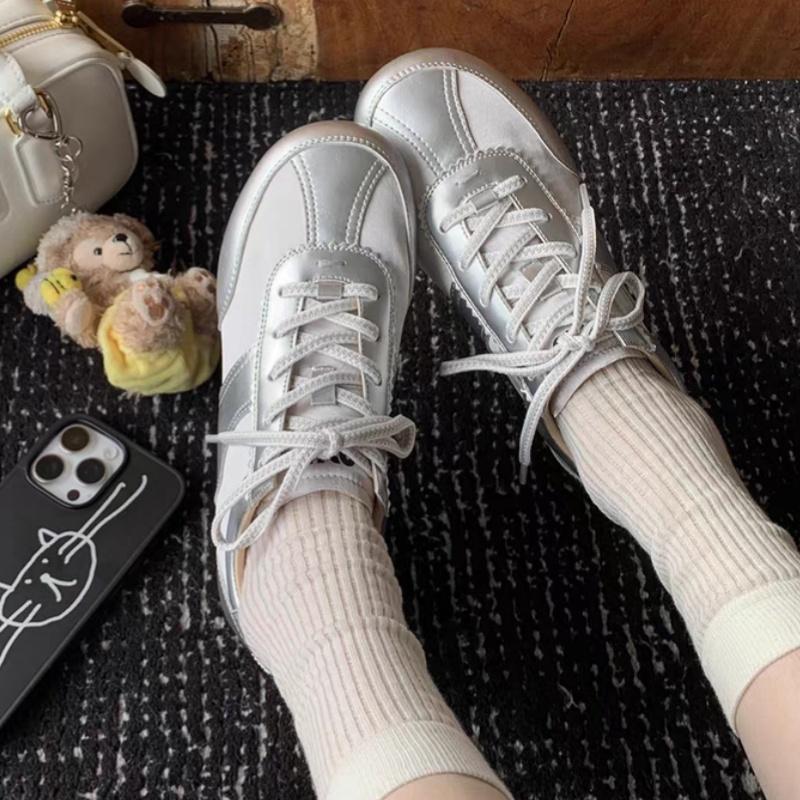 

Мода 2025 Весна Осень Кожаные Женские Кроссовки Балетки Новая Мода Лесная Система Повседневная Ежедневная Нарядная Немецкие Тренировочные Балетки 35