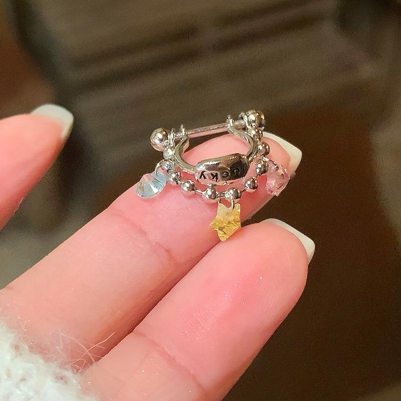 Star Chain Small Zircon Hoop Earrings for Women Stainless Steel Ear Bone Nail Earring New Trendy Body Piercing Accessorie