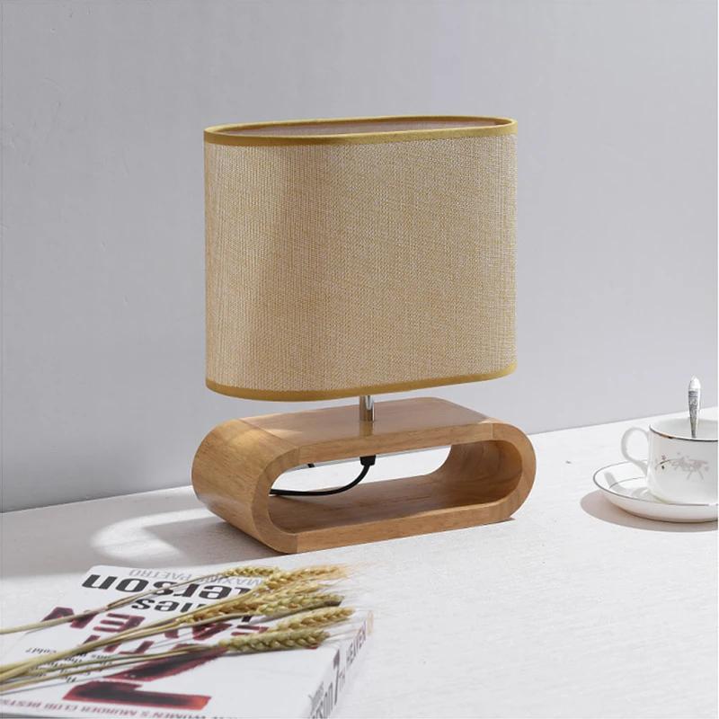 Nordic Holz Tisch Lampe Kreative Moderne Schlafzimmer Nacht LED Licht Wohnzimmer Hotel Japanischen Studie Tisch Lampe Leinen Lampenschirm