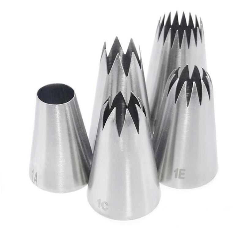 5pcs Large Metal Cake Cream Decoration Tips Set Pastry Tools Stainless Steel Piping Icing Nozzle Cupcake Head Dessert Decorators