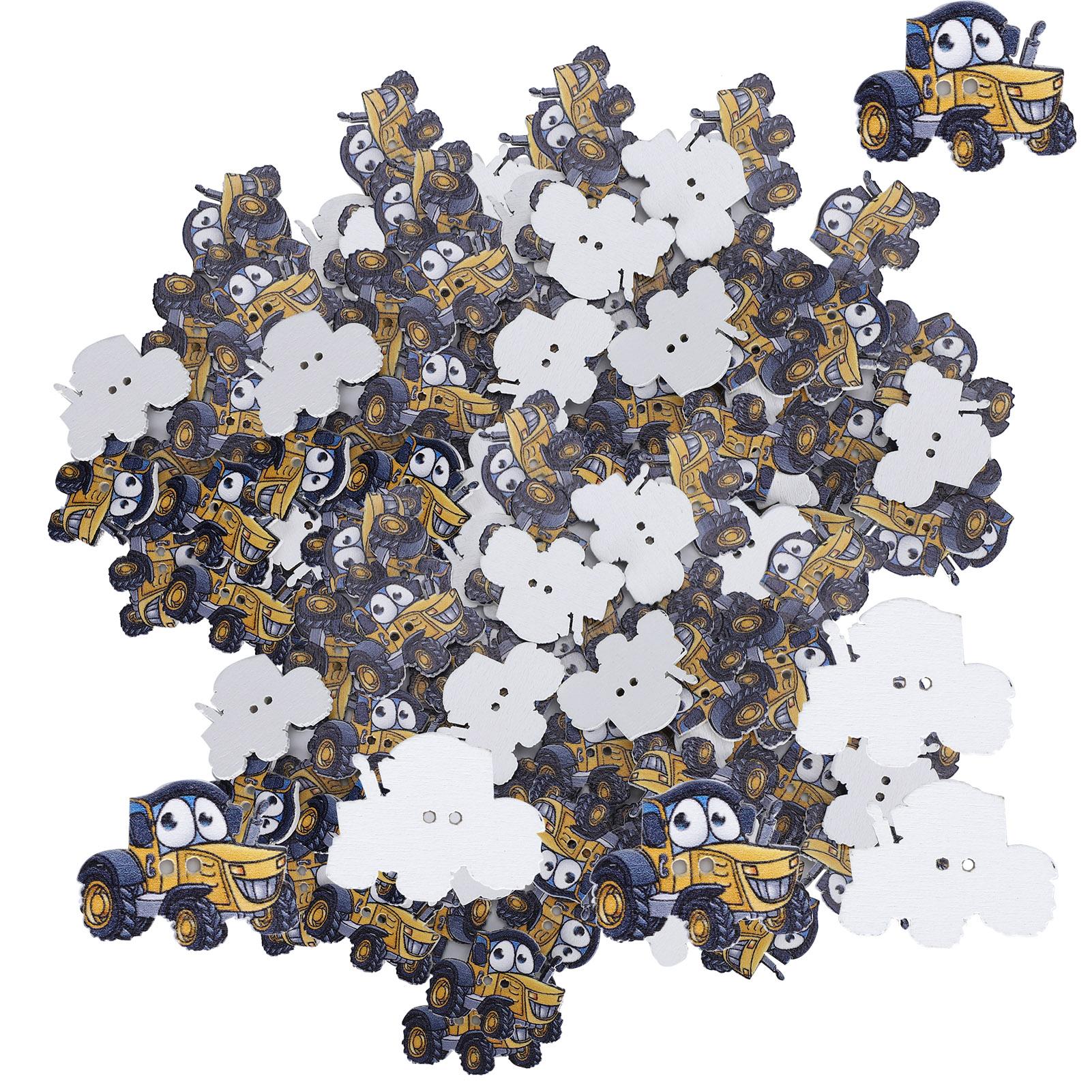 

150 шт. деревянных пуговиц DIY с рисунком большого грузовика, аксессуары для одежды