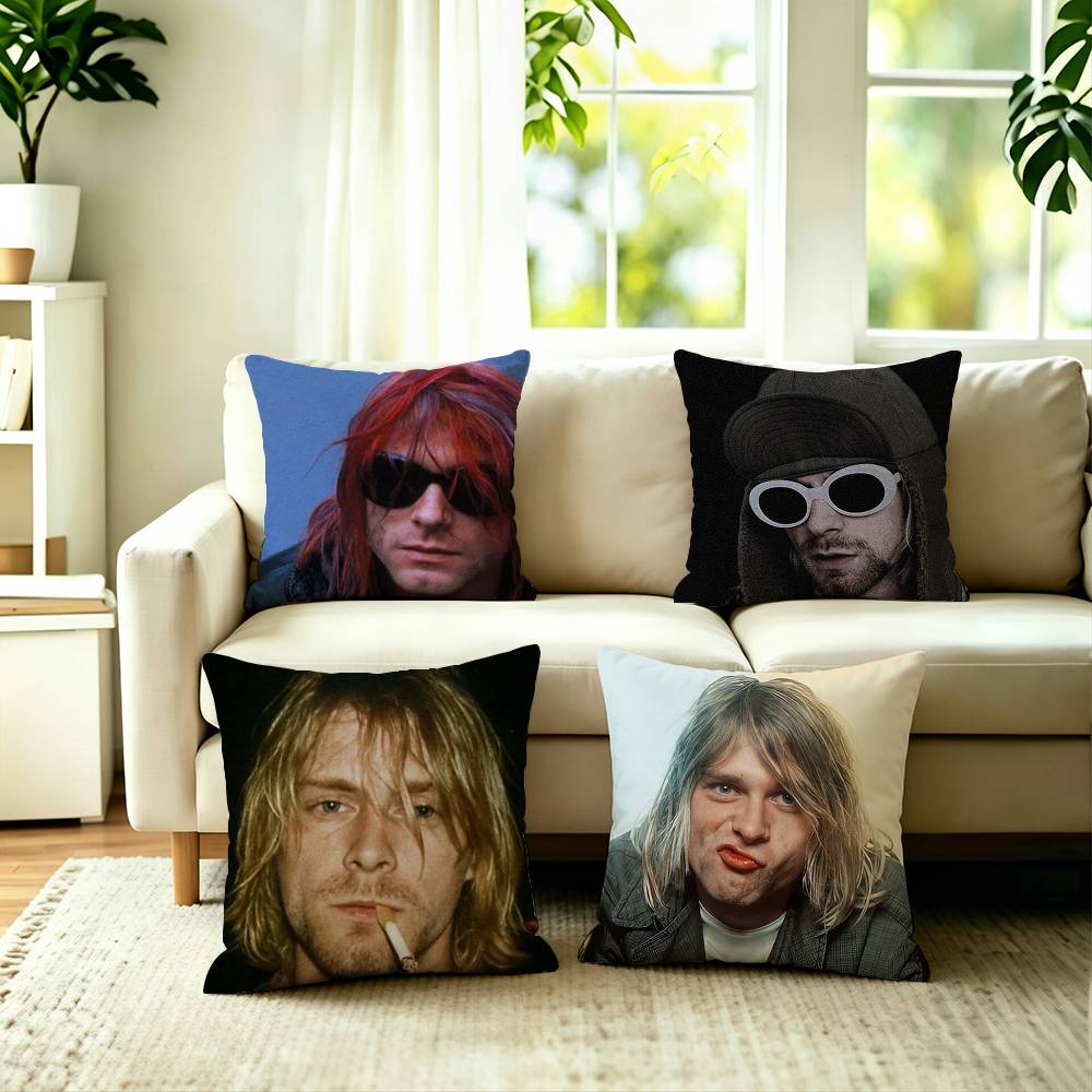 Singer Kurt Cobain Square DoubleSided printed Pillow Case Bedroom Bedside Pillow Sofa Cushion Cover