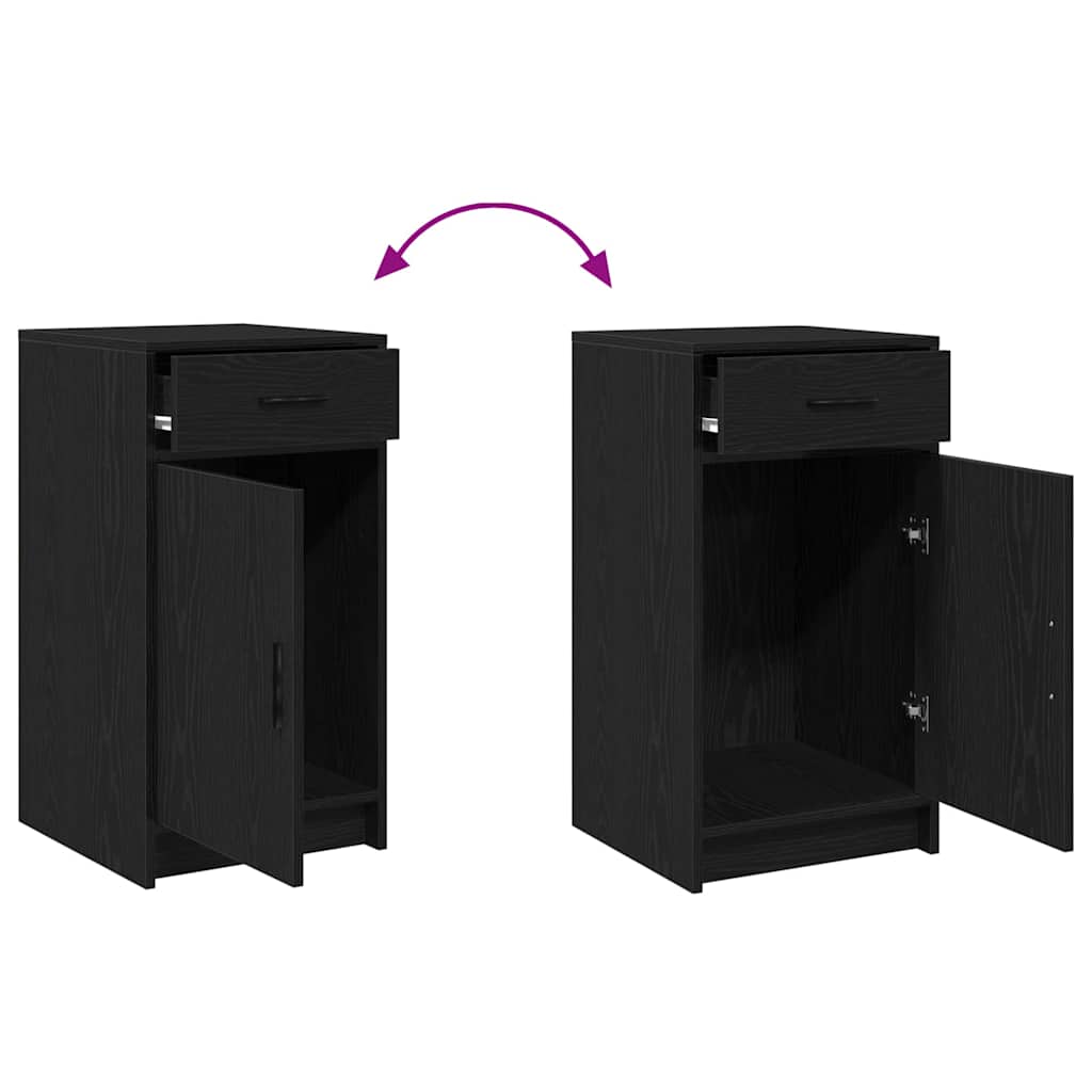Makeup Table with Mirror Lighting (2 pcs) Black Particleboard