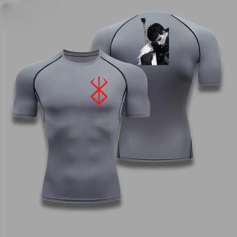 Men Compression Shirt for Workout Quick Dry Guts Print Top Breathable, Sweat Absorbing Tight Fit Fitness T-Shirt SweatResistant