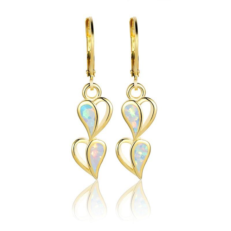 

Wind platinum blue double love ear buckle temperament retro simple versatile jewelry