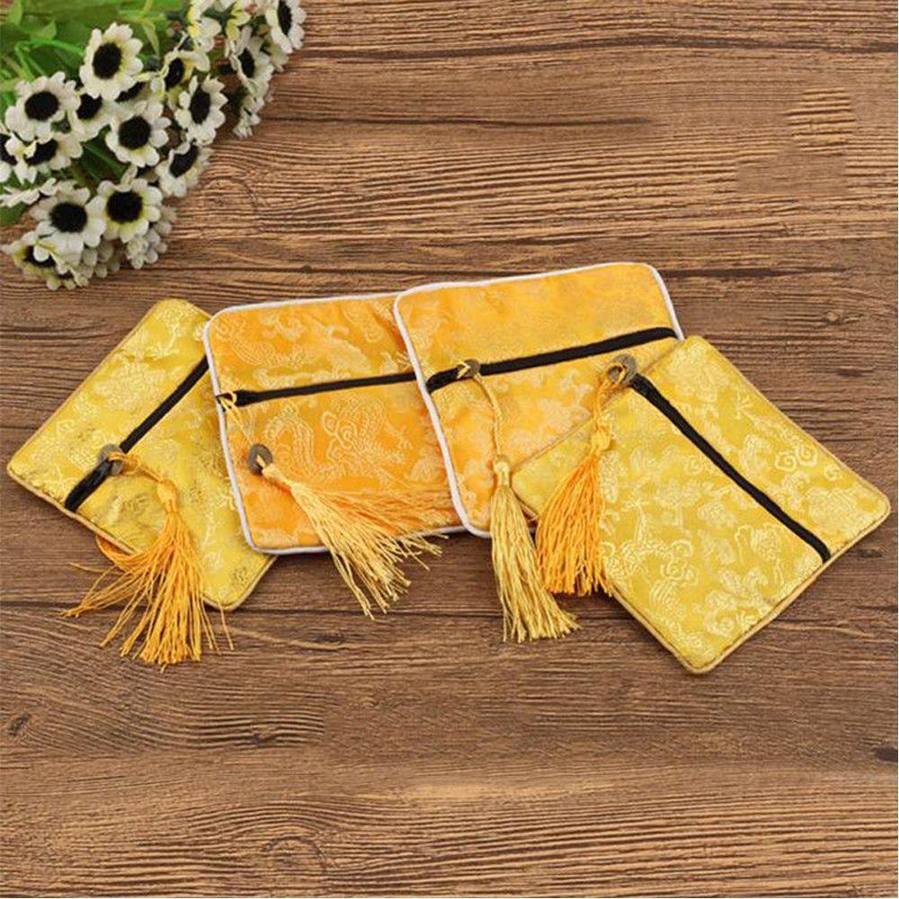 Quartet Zipper Packaging Tassel Beads Fabric Brocade Jewelery Bag Wallet Handbags Tips Bag