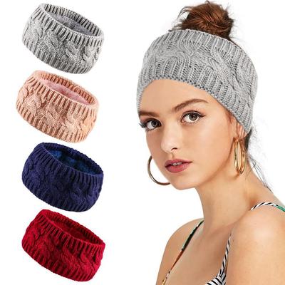 Women's Winter Velvet Knit Headband: Twisted Wool, Warm Sports Earmuffs for Europe and America