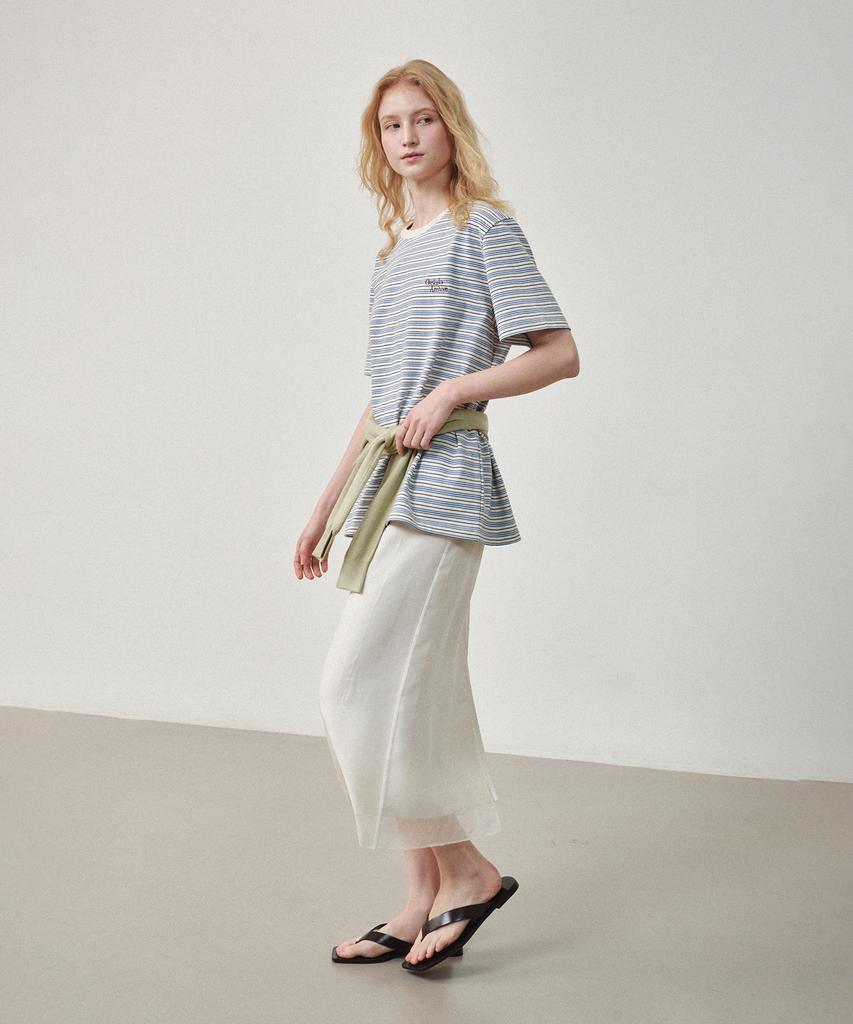Ost Kaka Sheer Layered Maxi Skirt Ivory