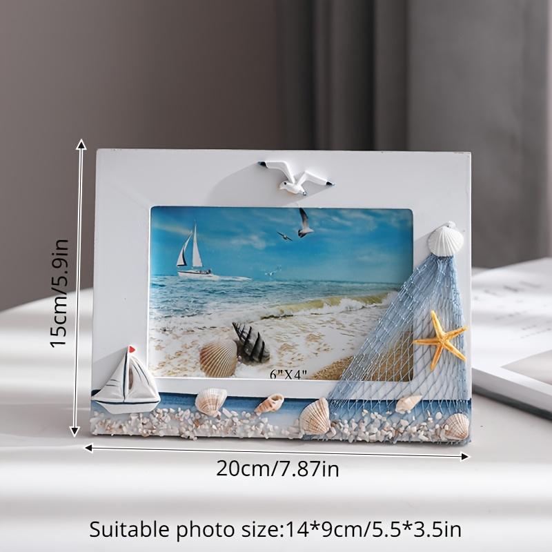 WTEMPO DIY Ocean Photo Frames Summer Shell Photo Frames Mediterranean Wooden Platform Frame Decoration Horizontal and Vertical
