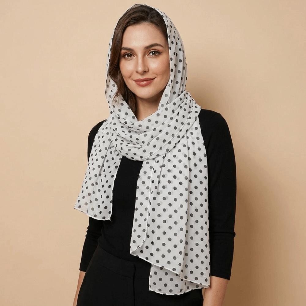 Baumwoll-Hijab-Schal Sonnenschutz Dünner Großer Schal Atmungsaktives Punktmuster Kopftuch Damen