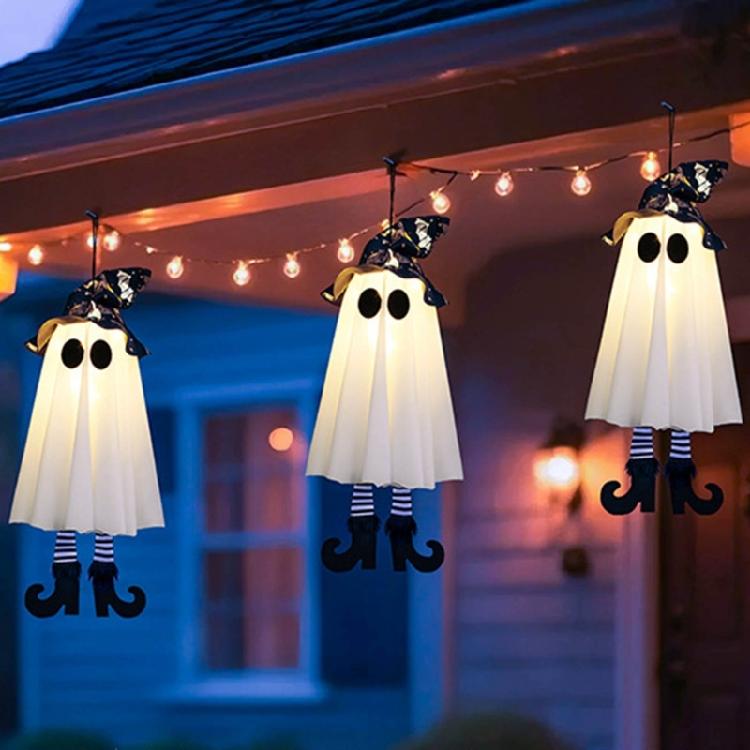 Lighted Specter Hanging Decoration Glowing Specter Hanging Ornament with LED Light For Porch Yard Indoor and Outdoor