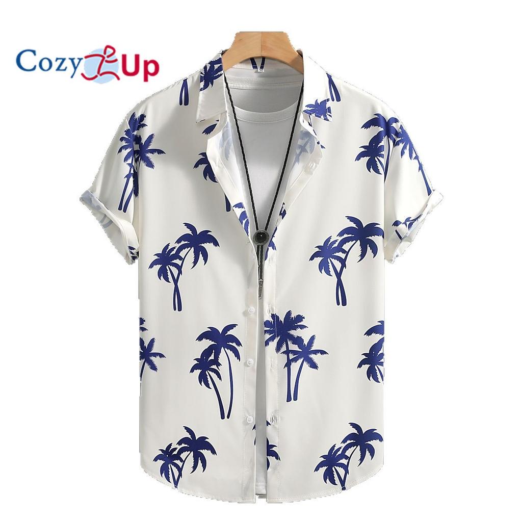 Men's Lake Blue Striped Men's Short Sleeve Shirt Men's Shirt Summer 2025 New