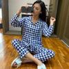 Korean Style Women's Long Sleeve Cardigan and Pajama Set for Spring, Autumn, and Winter Home Wear