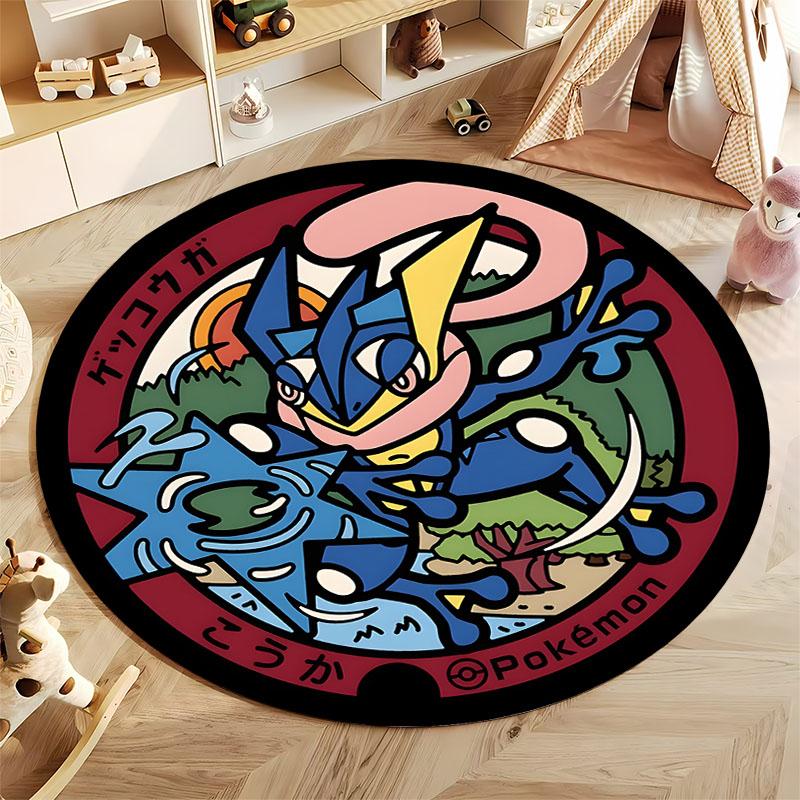 1PC Cute PokemonEevee Charizard Print Round Rug Living Room Bedroom Decor Indoor Floor Mat Decor Carpet for Teens Adult Gifts