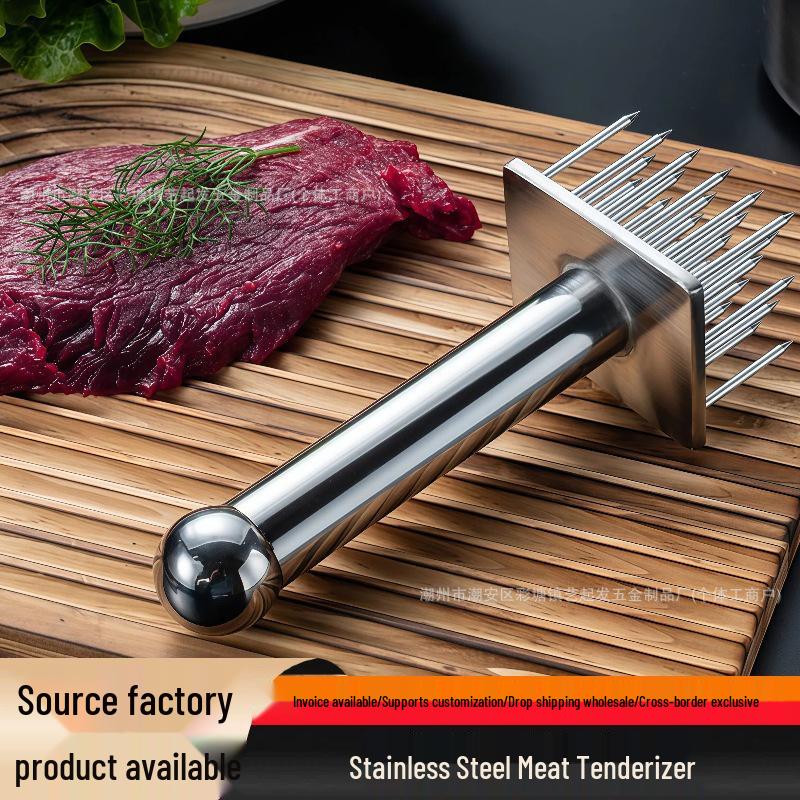 Stainless Steel Meat Tenderizer Tool - Piercing Hammer for Steak, Pork, and Pork Belly