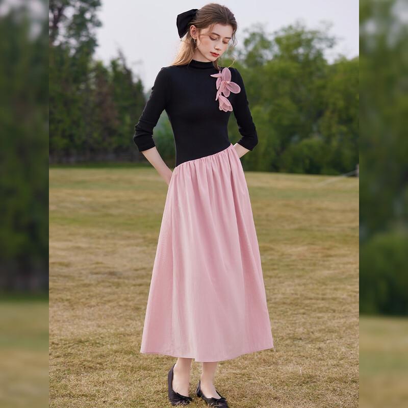 

Bailuyu Women s 3D Floral Stand Collar Slim Long Dress M