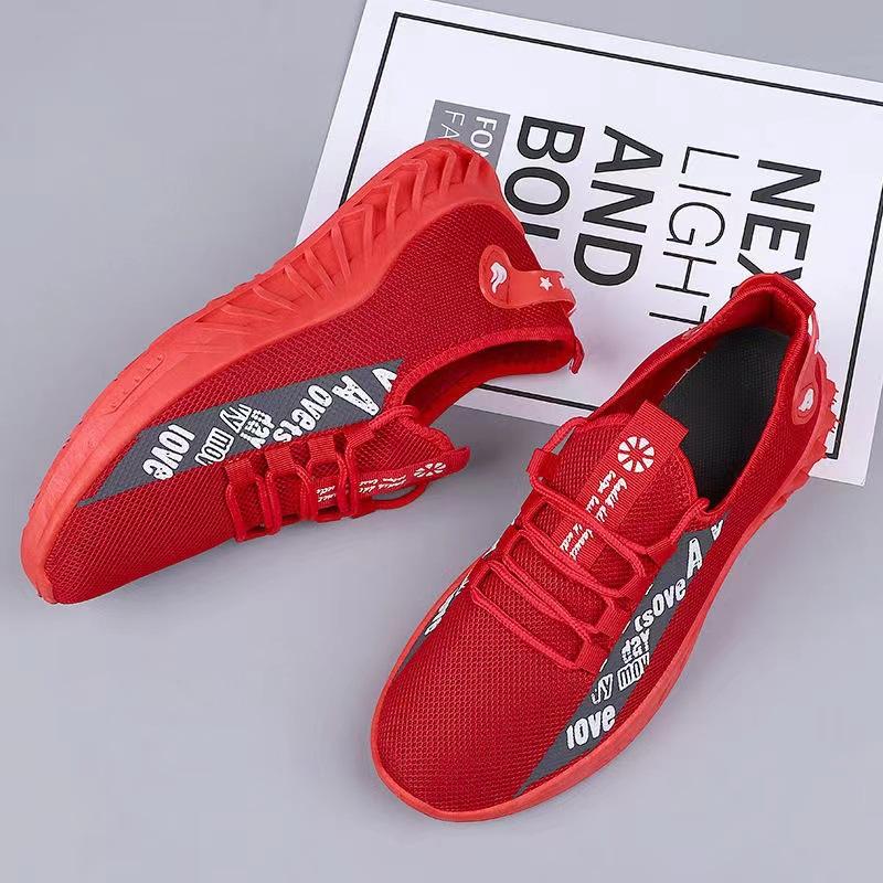 Men's Flyknit Sports Shoes Casual Mesh Breathable Single Shoes Lace Up Sneaker Running Shoes 39-44