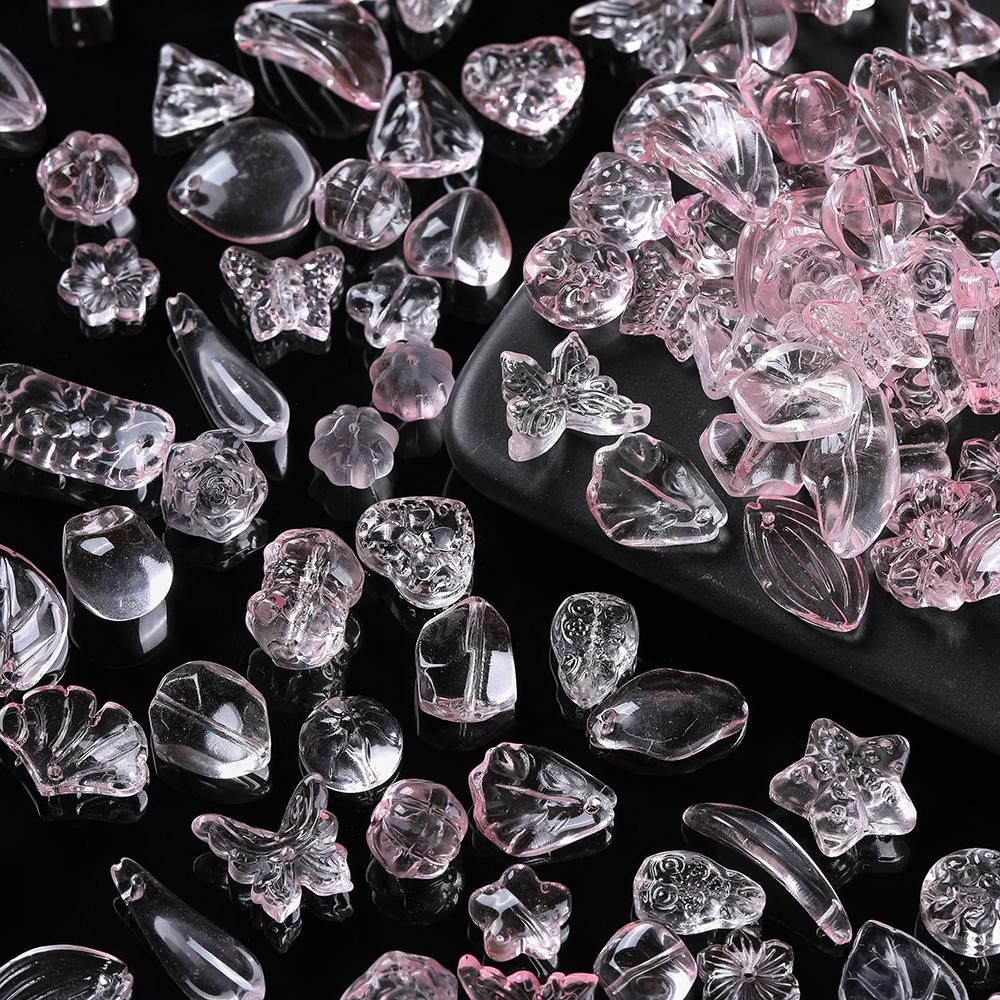 20g Zufällige Gemischte Glasblumen Schmetterlingsförmige Perlen Lose Abstandshalterperlen für DIY Halskette Armband Ohrring Schmuckherstellung Zubehör